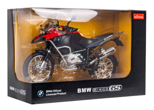 Motocikl BMW R 1200 GS crveni RASTAR model 1:9 s metalnom karoserijom.
