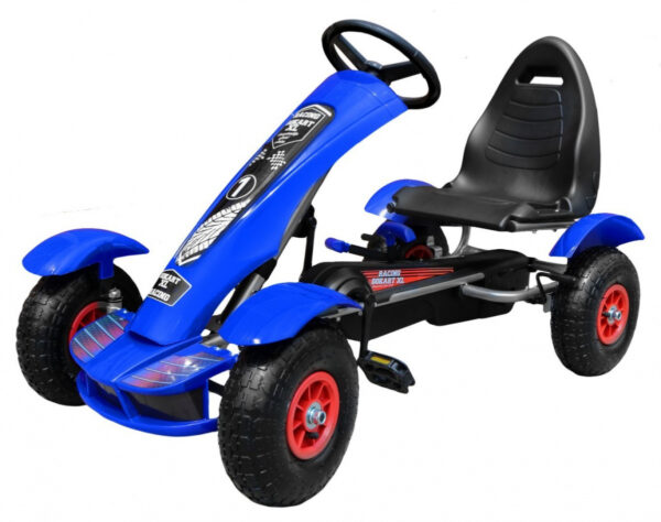 Gokart na pedale Racing XL za djecu od 3 godine i više u plavoj boji + Pneumatske gume + Podesivo sjedalo + Slobodan hod