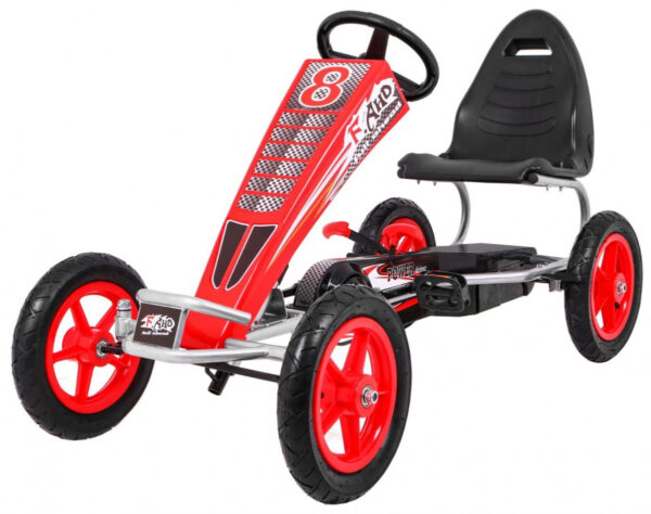 Gokart Naprijed AIR na pedale za djecu od 3+ godine Crveni + Podesivo sjedalo + Pneumatske gume + Ručna kočnica
