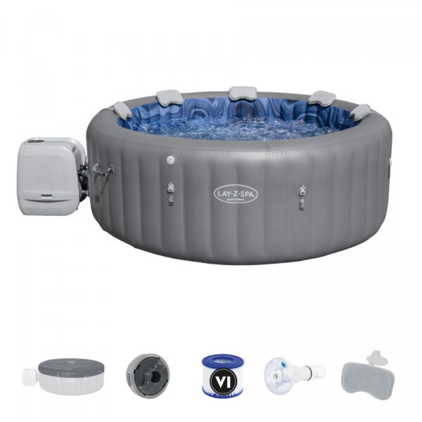 Santorini Lay-Z-Spa HydroJet Pro - vrtna jacuzzi BESTWAY za 7 osoba + pumpa + LED svjetla + 5 jastuka