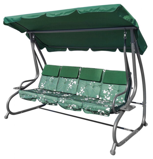 Velika vrtna ljuljačka s pletenim sjedalom 2x1 Zelene leptirice