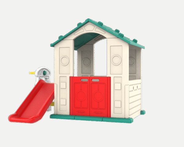 3u1 vrtna kućica za djecu Zeleni krov + tobogan + košarka