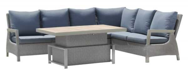 Vrtni namještaj od ratana – kutna garnitura + podesivi stol s Cera pločom