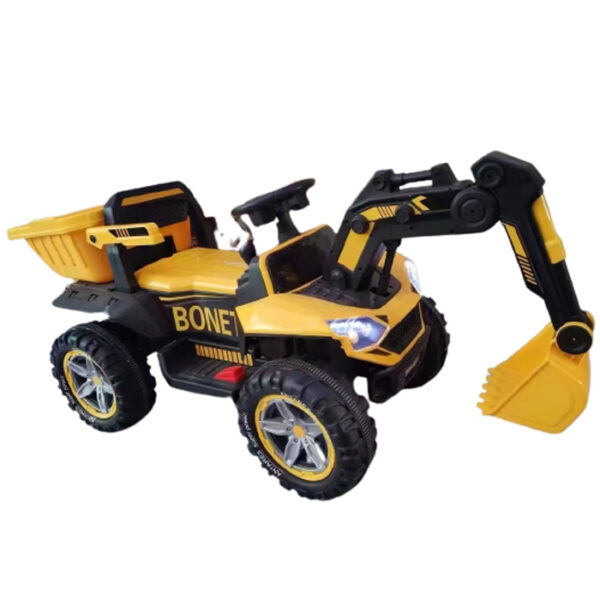 Dječji bager s električnim kiperom, 60W 12V, daljinski upravljač, žuti