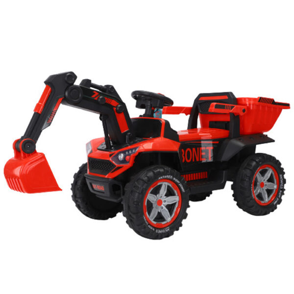 Dječji bager s električnim kiperom, 60W 12V, daljinski upravljač, crveni