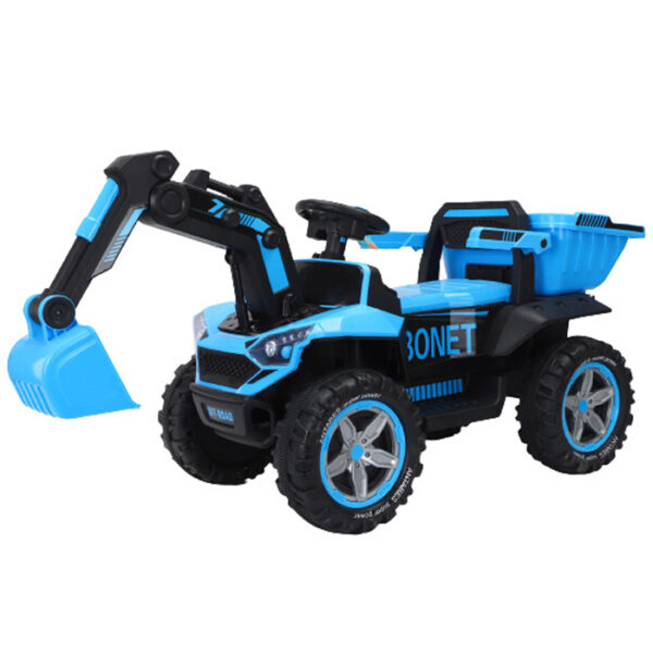 Dječji bager s električnim kiperom, 60W 12V, daljinski upravljač, plavi