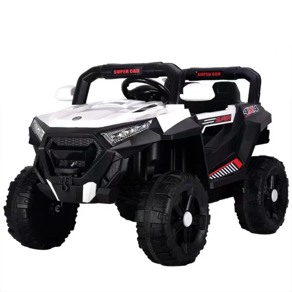 Električni automobil za vožnju, SuperCar 4x4, 100W, 12V, kožno sjedalo, glazbeni player, bijela boja