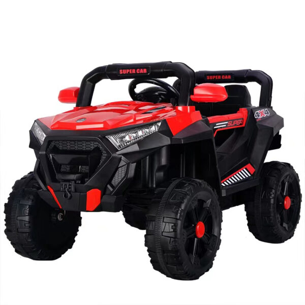 Električni automobil za vožnju, SuperCar 4x4, 100W, 12V, kožno sjedalo, glazbeni player, crveni