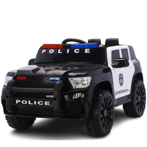 Premium 12V, 120W dječji policijski automobil za vožnju, crni