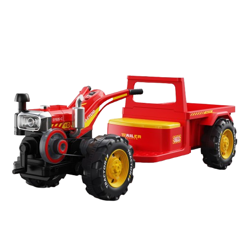 Dječji električni traktor 70W 12V s roditeljskim daljinskim upravljačem, crveni