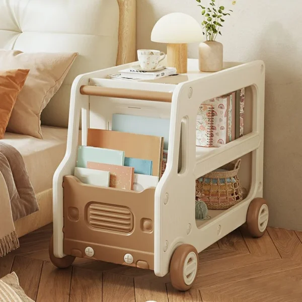 Organizator igračaka, u obliku autobusa s kotačima, višenamjenski, uključuje držač LEGO dijelova, smeđi