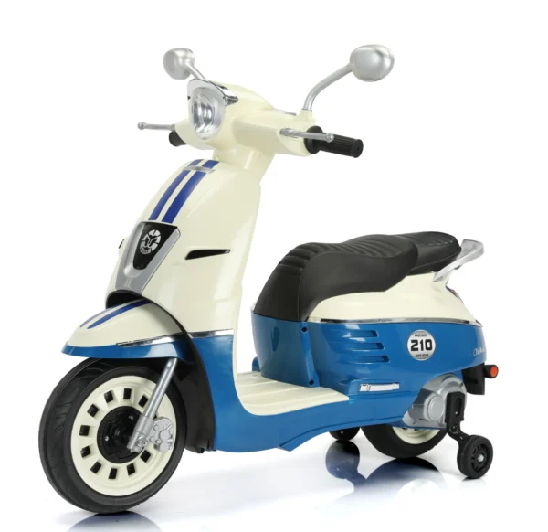 Naslovnica 40 Električni skuter za djecu, Retro model, za 2 djece, 70W, 12V, premium, bluetooth, plavi
