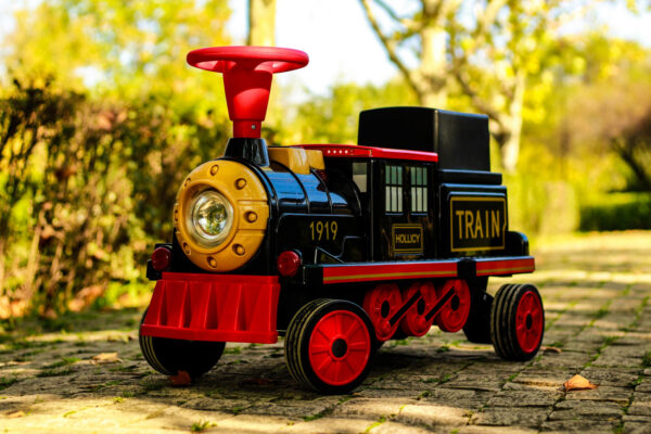 Električni vlakić SX1919 za 2 djece, uklonjiva baterija 12V, 90W, mekani kotači, glazbeni player, crvena